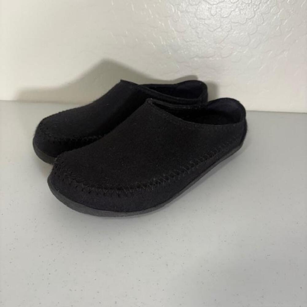 Haflinger Clog Slippers Womens 10 Black Wool Felt Comfort House Shoes Indoor